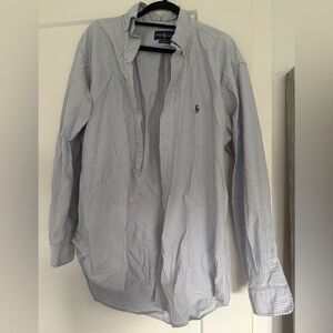 Ralph Lauren Men's White and Blue Striped Shirt